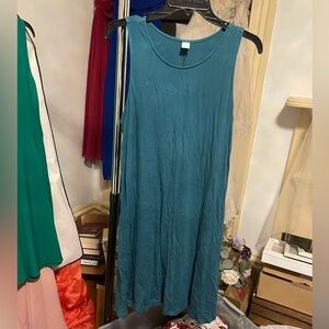 Teal Sleeveless Swing Dress